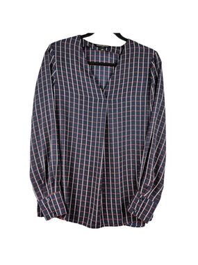 Banana Republic Women’s Long Sleeve Plaid Blouse - Navy Blue/Red/White, Size M,